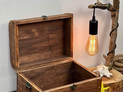 Rương gỗ viền da đinh tán bo nắp [03 Size - Tặng ổ khóa] Cao 14 - 20cm RUONG-GO-05